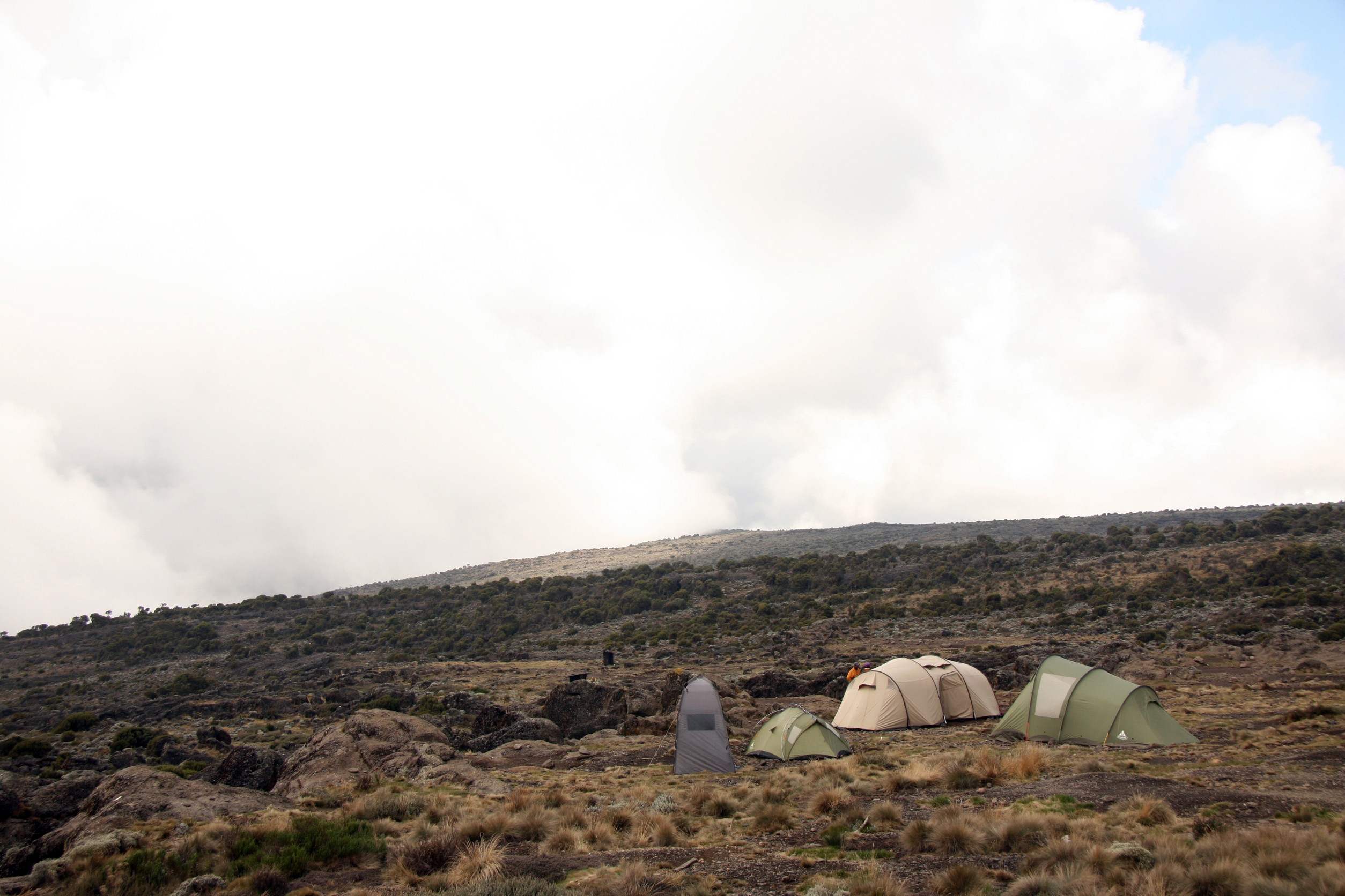 Campsite at Mt Kilimanjaro climbing expedition in Tanzania, Africa