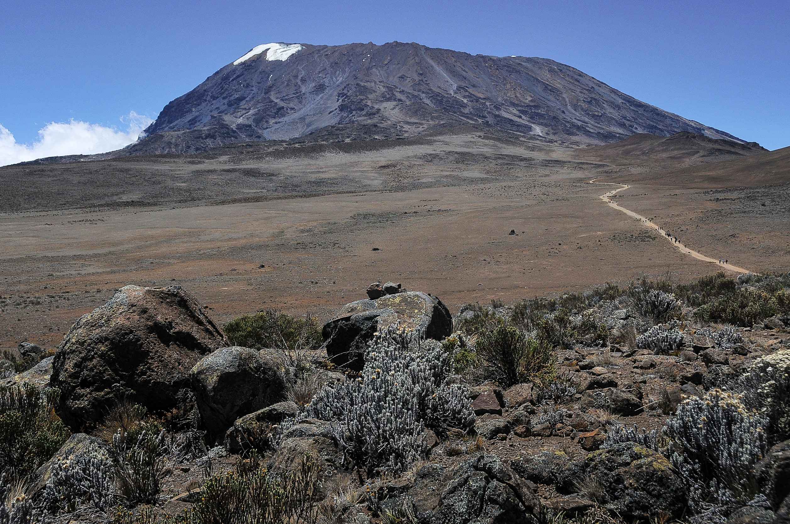 Looking back Kilimanjaro from the machame Route