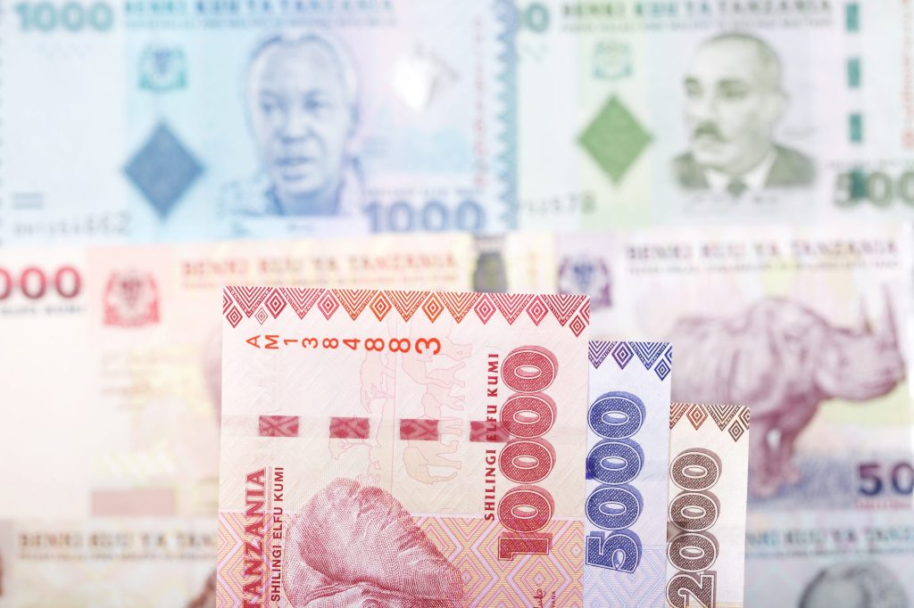 Tanzanian shilling banknotes of 1,000, 2,000, 5,000 and 10,000 shillings