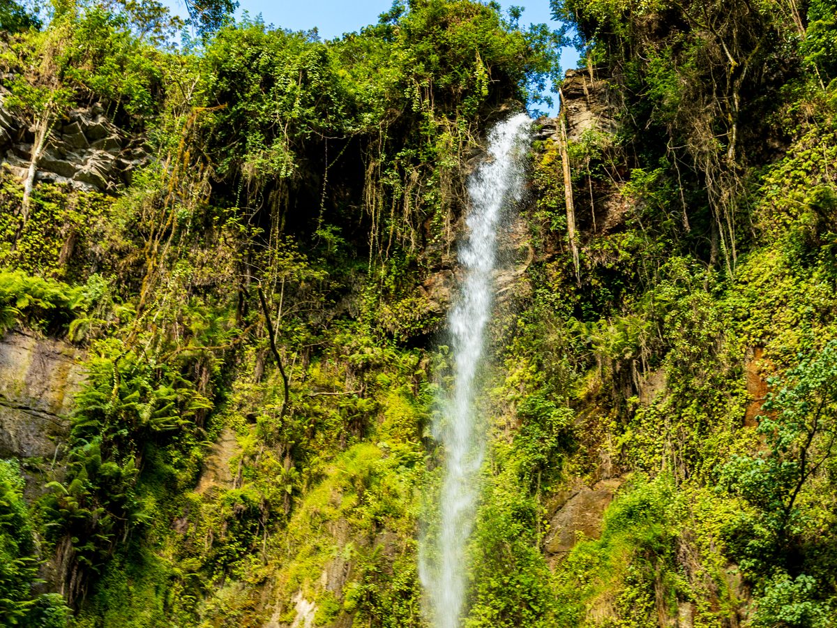 Napuru waterfall in the forest on the slopes of Mount Meru